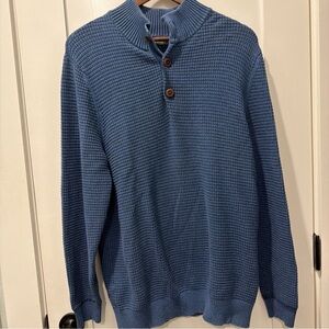 G.H. Bass & Co. Men's Textured Blue Crewneck Sweater 100% Cotton Size Large